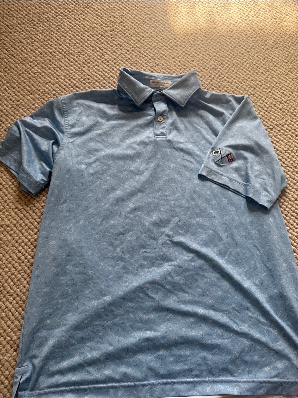 Peter Millar Light Blue Paisley-Print Polo